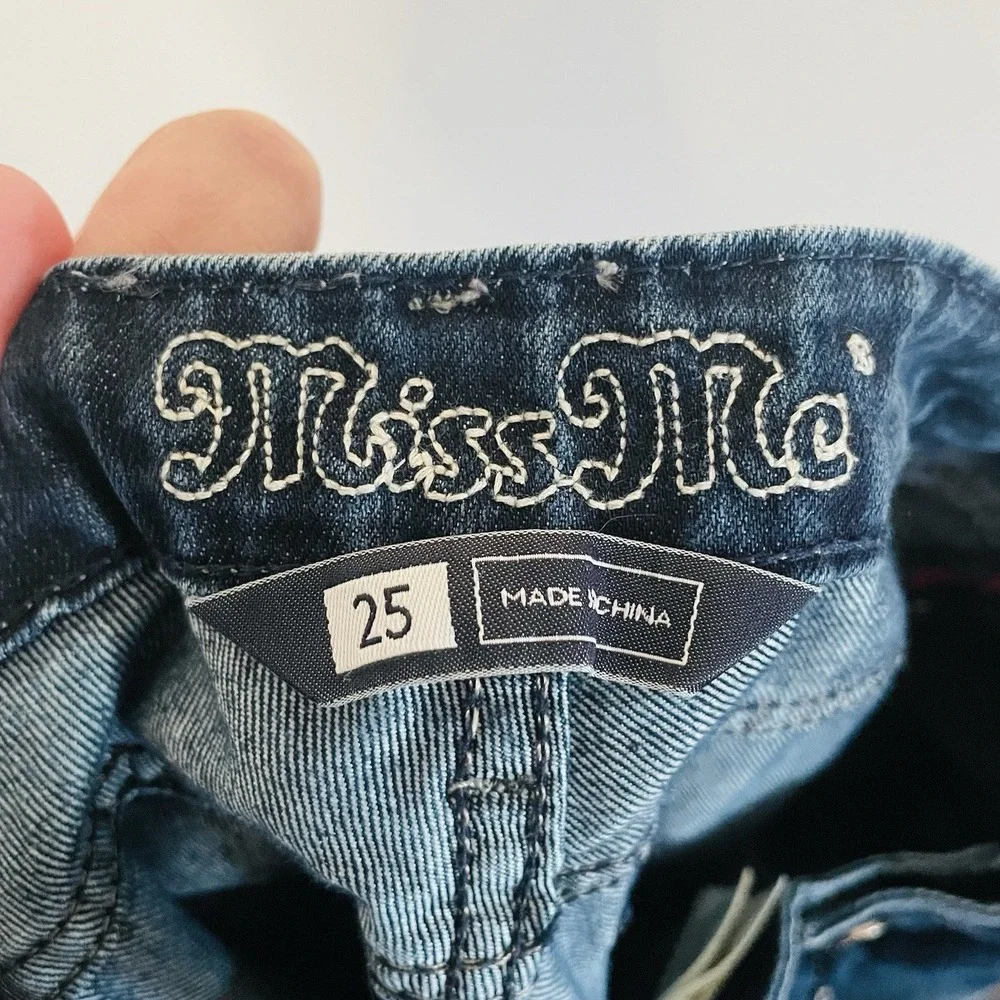 EUC Miss Me Nicole 5 Pocket‎ Low Rise Skinny Jeans Dark Wash Whiskered 25x30 - Picture 6 of 9